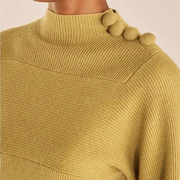 Rebecca Taylor Mint Wool Blend Mock Neck
Ribbed Balloon Sleeve Button Sweater XS - Picture 9 of 13